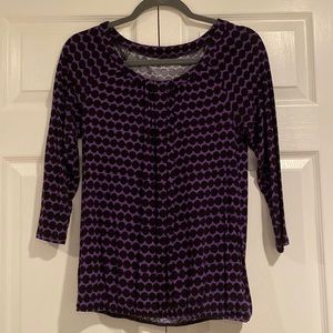 LOFT Purple with Black Polka Dots Raylon Shirt